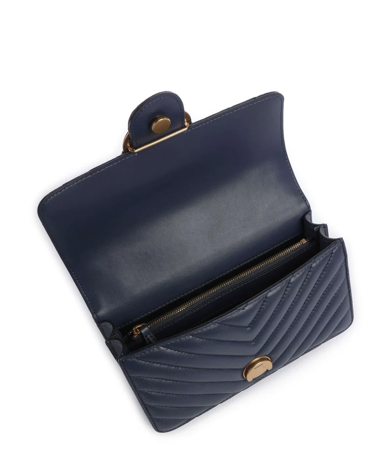 Pinko Love One Mini Sac porté épaule blu indaco ombroso/antique gold