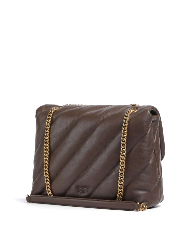Pinko Love Puff Big Sac porté épaule marrone castano/antique gold