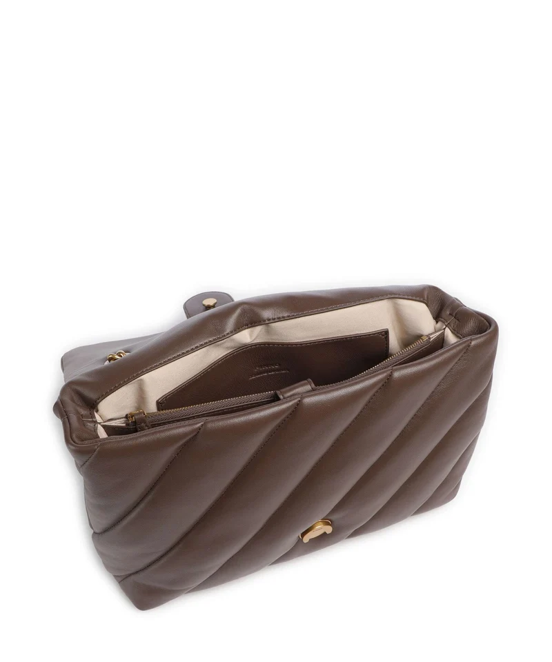 Pinko Love Puff Big Sac porté épaule marrone castano/antique gold