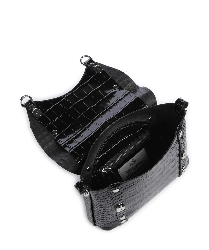 Vivienne Westwood Kim Embossed Croc Sac bandoulière black