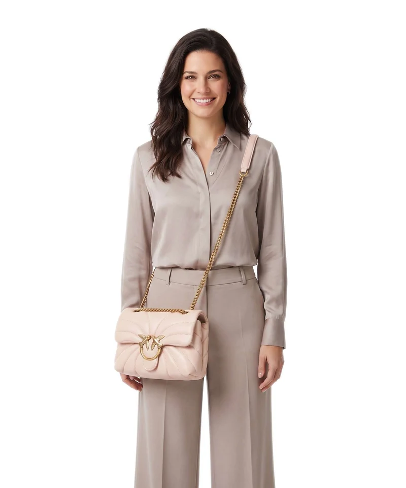 Pinko Love Puff Mini Sac porté épaule rosa cammeo/antique gold