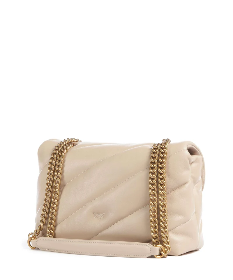 Pinko Love Puff Classic New Buckle Sac porté épaule beige/grigio fumo/antique gold