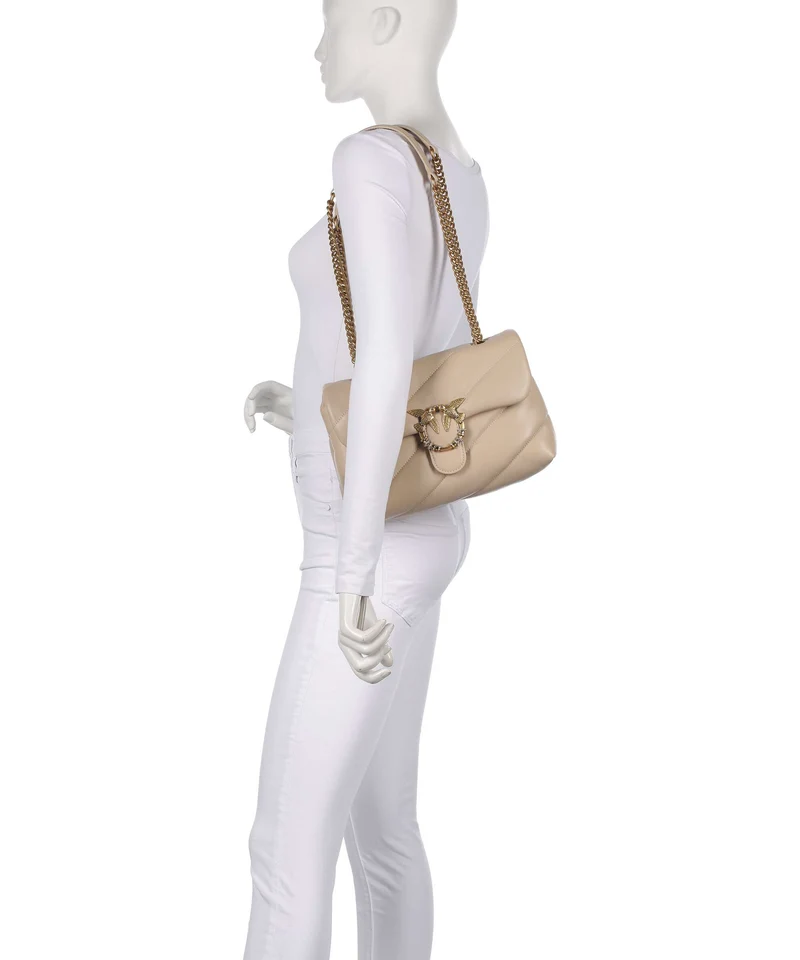 Pinko Love Puff Classic New Buckle Sac porté épaule beige/grigio fumo/antique gold