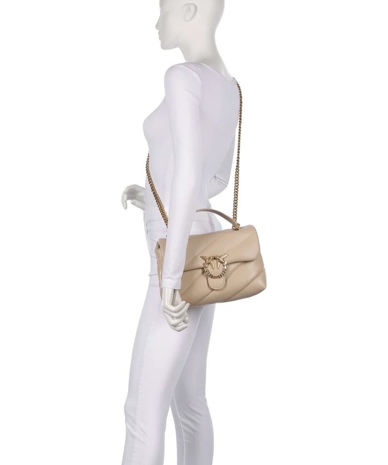 Pinko Love Puff Classic New Buckle Sac porté épaule beige/grigio fumo/antique gold
