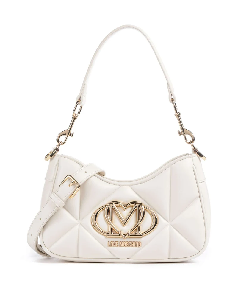 Love Moschino Embossed Q Sac porté épaule ivory